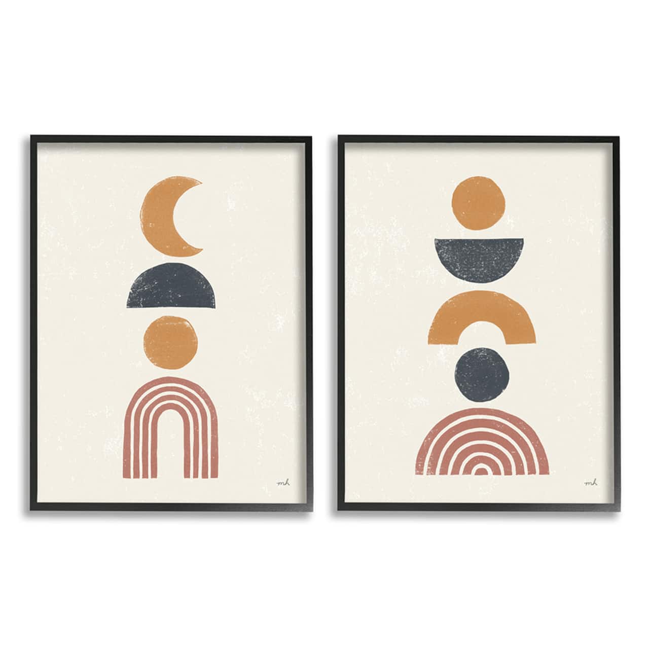 Stupell Industries Sun and Moon Bohemian Symbols Neutral Primary in Black Frame Wall Art